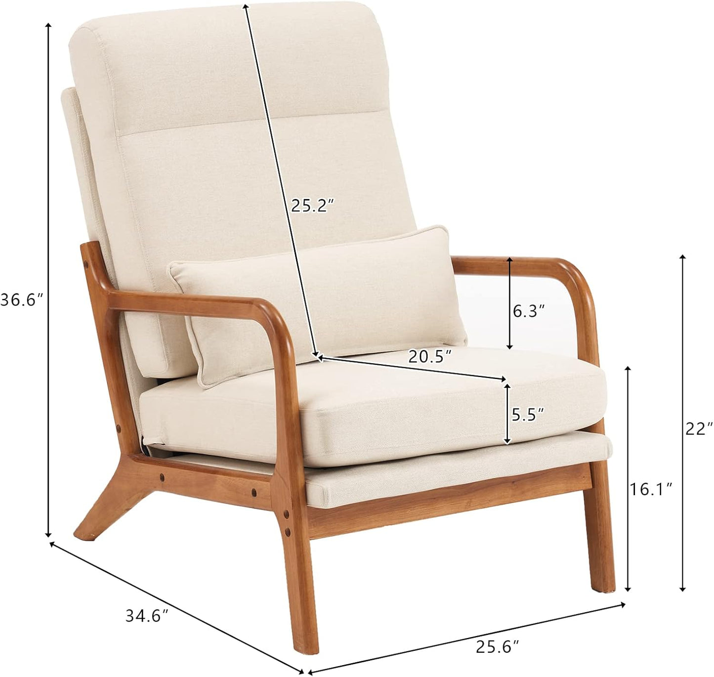 BNIB-Karl home Accent Chair Mid-Century Modern Chair with Pillow Upholstered Lounge Arm Chair