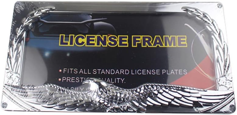 BNIB-NINTE 3D American Bald Eagle License Plate Frame Universal ABS Chrome-2 Holes W/O Cap Silver,-$5