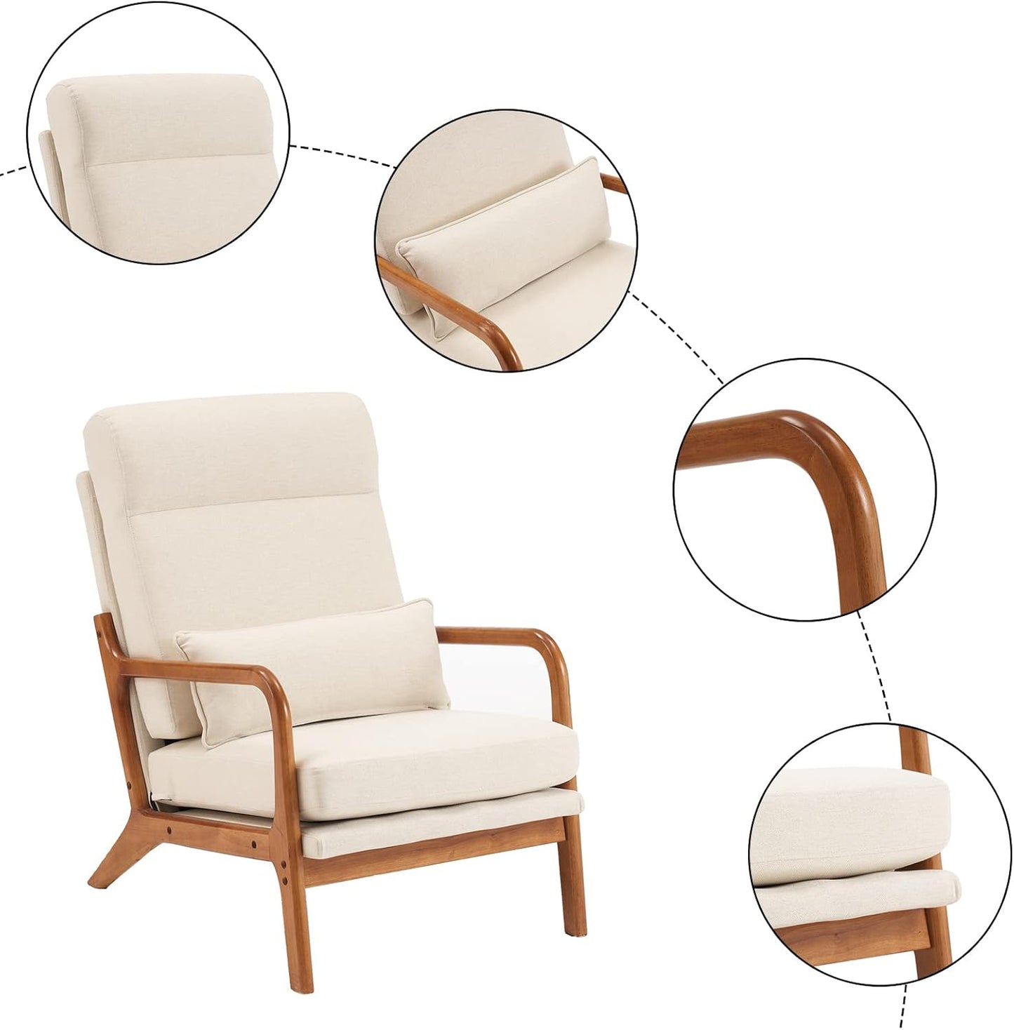 BNIB-Karl home Accent Chair Mid-Century Modern Chair with Pillow Upholstered Lounge Arm Chair
