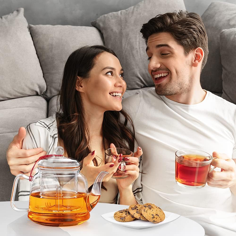 BNIB-Glass Teapot with Infuser 1200ML for Stovetop Safe with Removable Infuser Tea Kettle,-$15