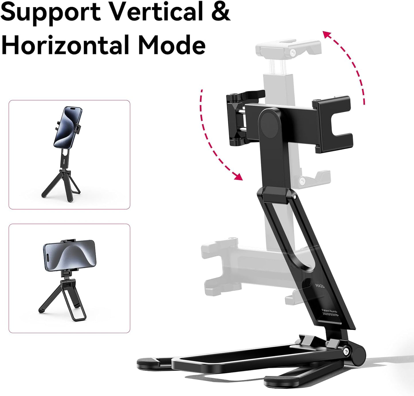 BNIB-ULANZI MA26 Pocket Phone Tripod Metal Phone Stand with Dual Cold Shoe 360° Rotable Foldable