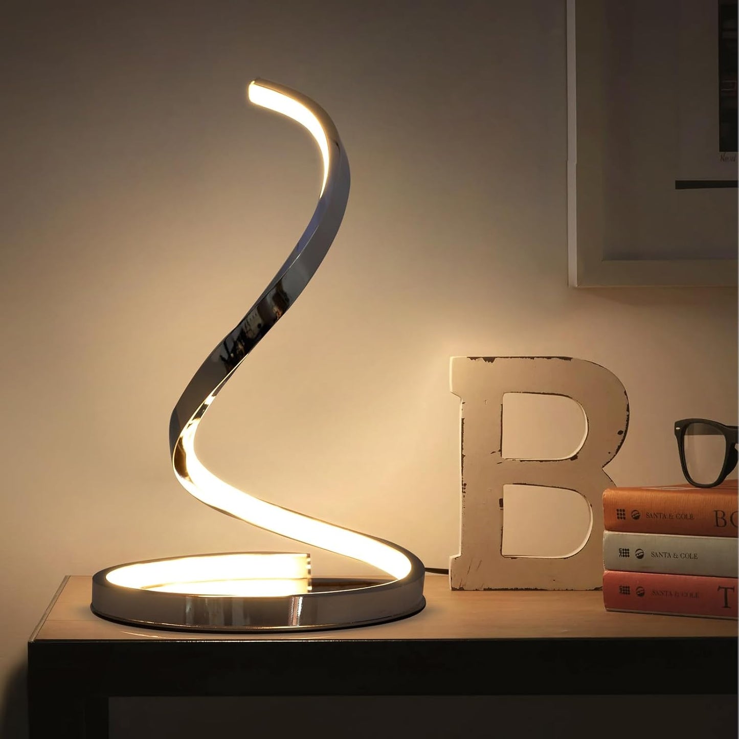 BNIB-Table Lamp, Modern Spiral Bedside Lamps, 2 Packs12W Stepless Dimmable LED Touch Lamp,-$15