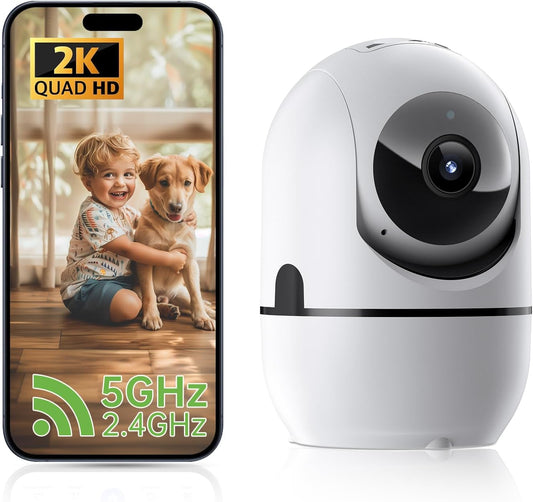 BNIB-2K Indoor Security Camera 5G&2.4G WiFi Dog Pet Camera with Phone App,360°Camera Indoor,-$15