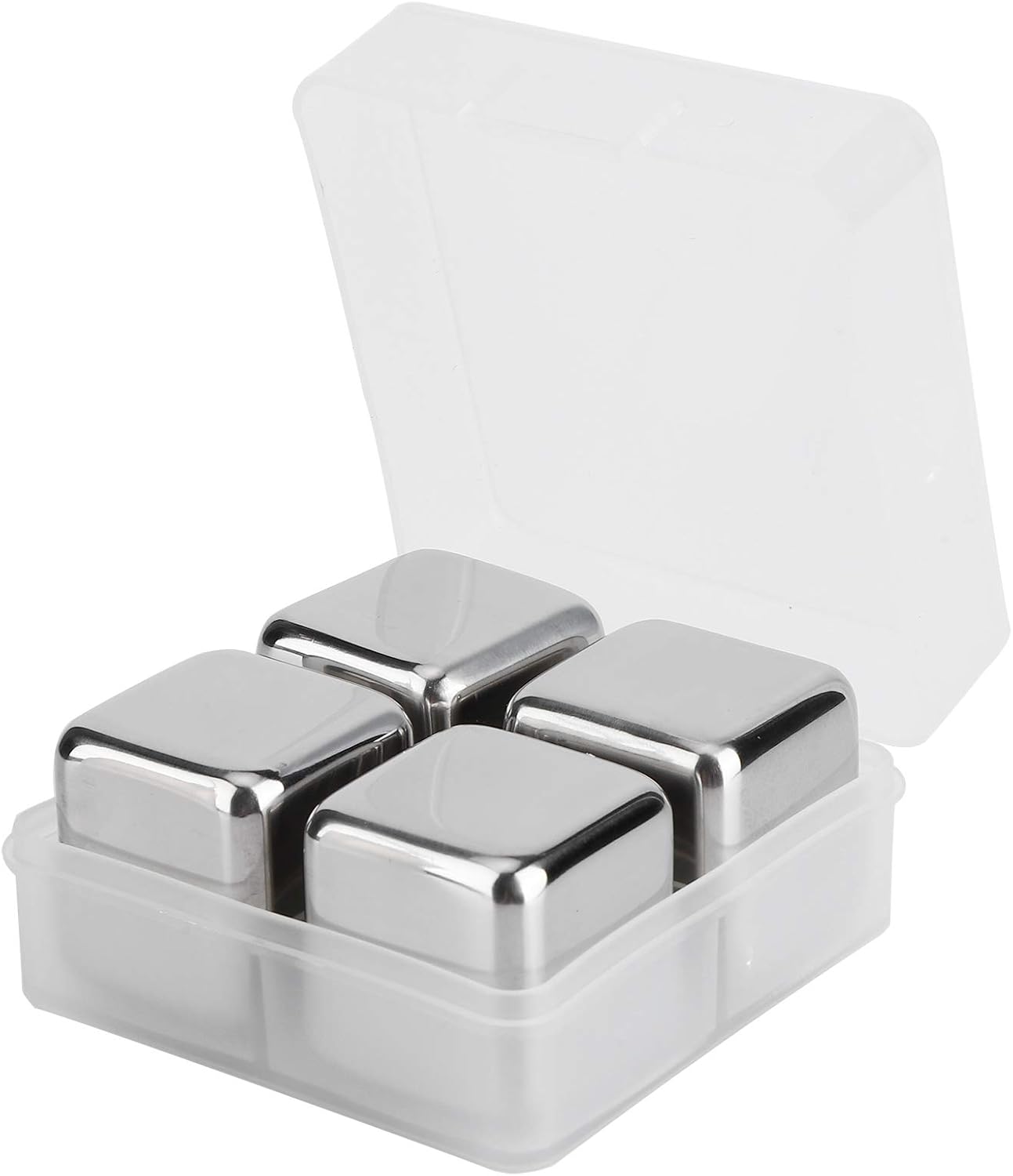 BNIB-304 Stainless Steel Whiskey Wine Stones Reuseble Ice Cubes Ball with Box ,Tongs ($5/4 Pack )($10/8 Pack )