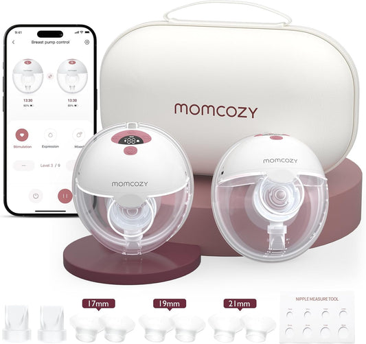 BNIB-Momcozy M5 Smart Double Wearable Breast Pump,3 Modes & 9 Levels,24mm(2 Pack) Cozy Red,-$160