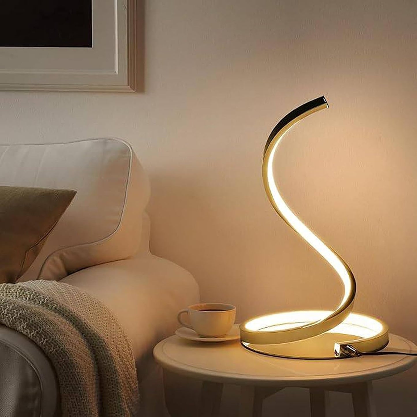 BNIB-Table Lamp, Modern Spiral Bedside Lamps, 2 Packs12W Stepless Dimmable LED Touch Lamp,-$15