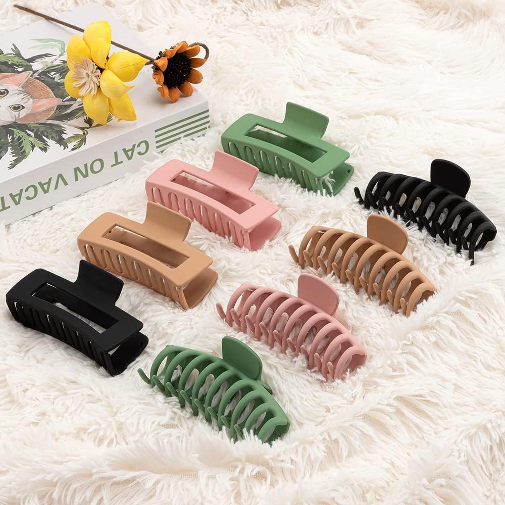 BNIB-8 Pack Large Hair Clips, Claw Clips, 4.3" Hair Clips for Women & Girls,2 Styles 4 Colors,-$10