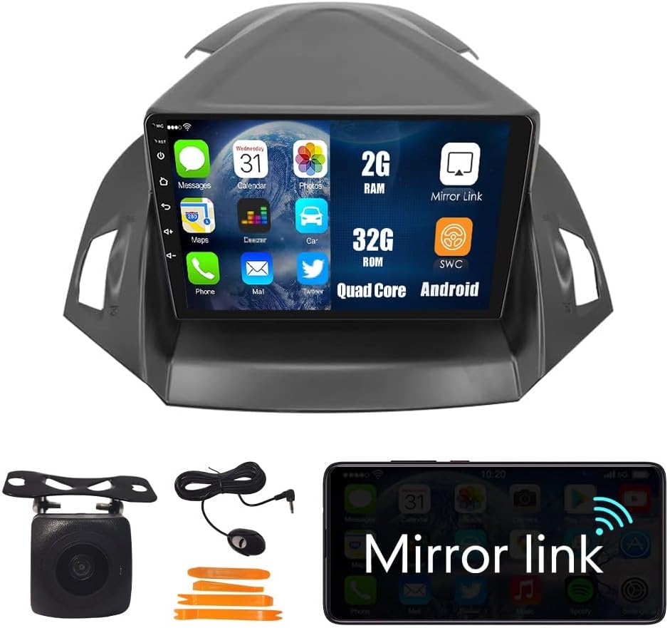 BNIB-Car Android Navigation Stereo GPS Radio Reverse Camera Display 9" IPS Touchscreen,-$150