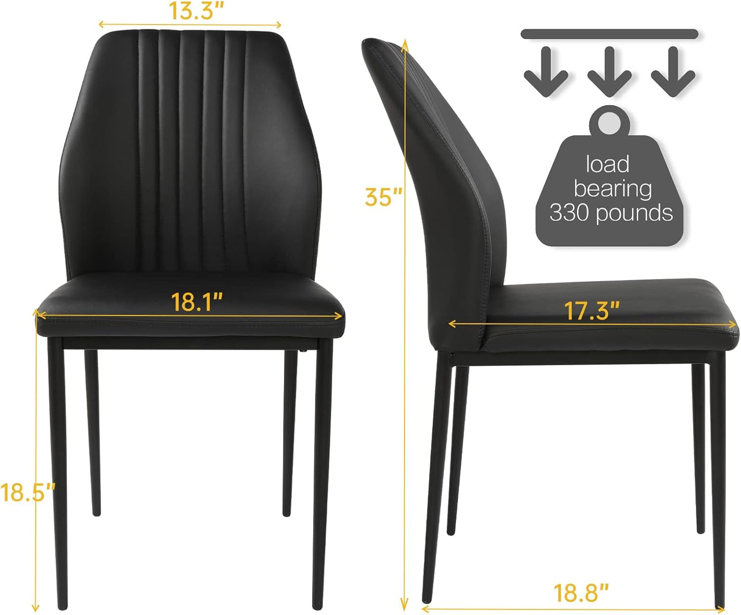 BNIB-Dining Chairs Set of 2, PU Faux Leather Upholstered Mid-Century Modern Dining Room Chairs, -$140
