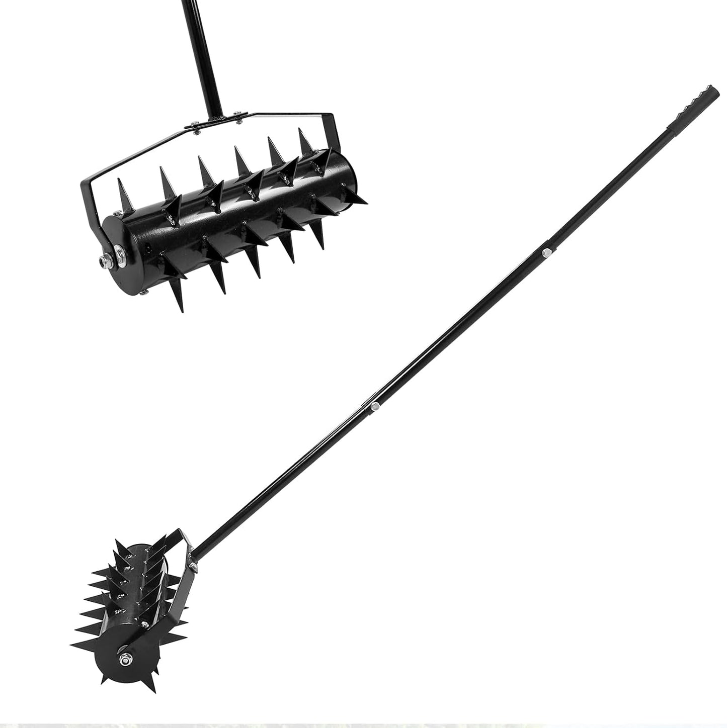 BNIB-Rolling Lawn Aerator, 18 Inch Manual Aerator Lawn Tool Aerator Lawn Soil Penetrator with 50 Inch Handle
