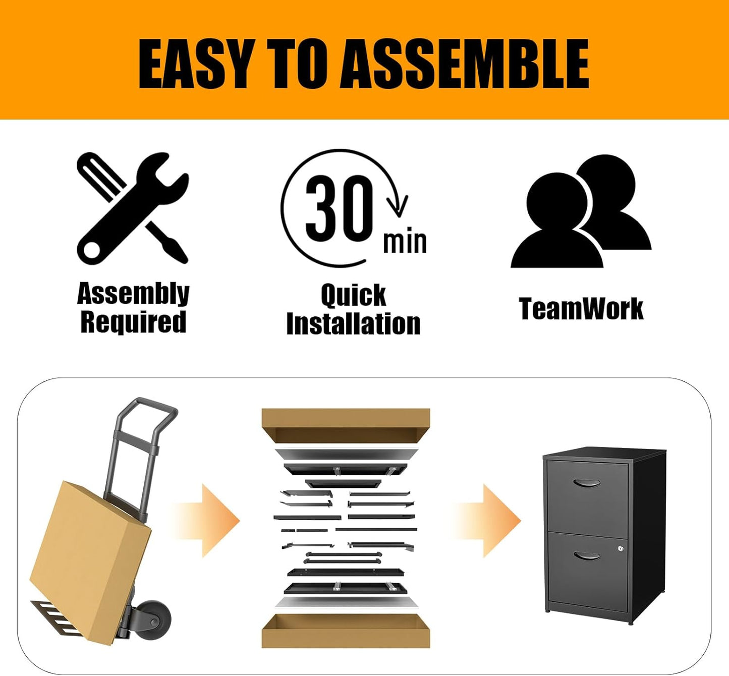 Brand New Filing Cabinet 2 Drawer with Lock, Under Desk Metal Filing Cabinet(black)
