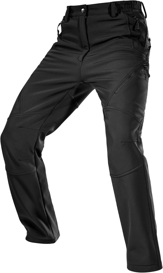 BNIB- REE SOLDIER Men's Fleece Lined Outdoor Cargo Hiking Pants Water Repellent Softshell Snow Ski Pants (black),-$35