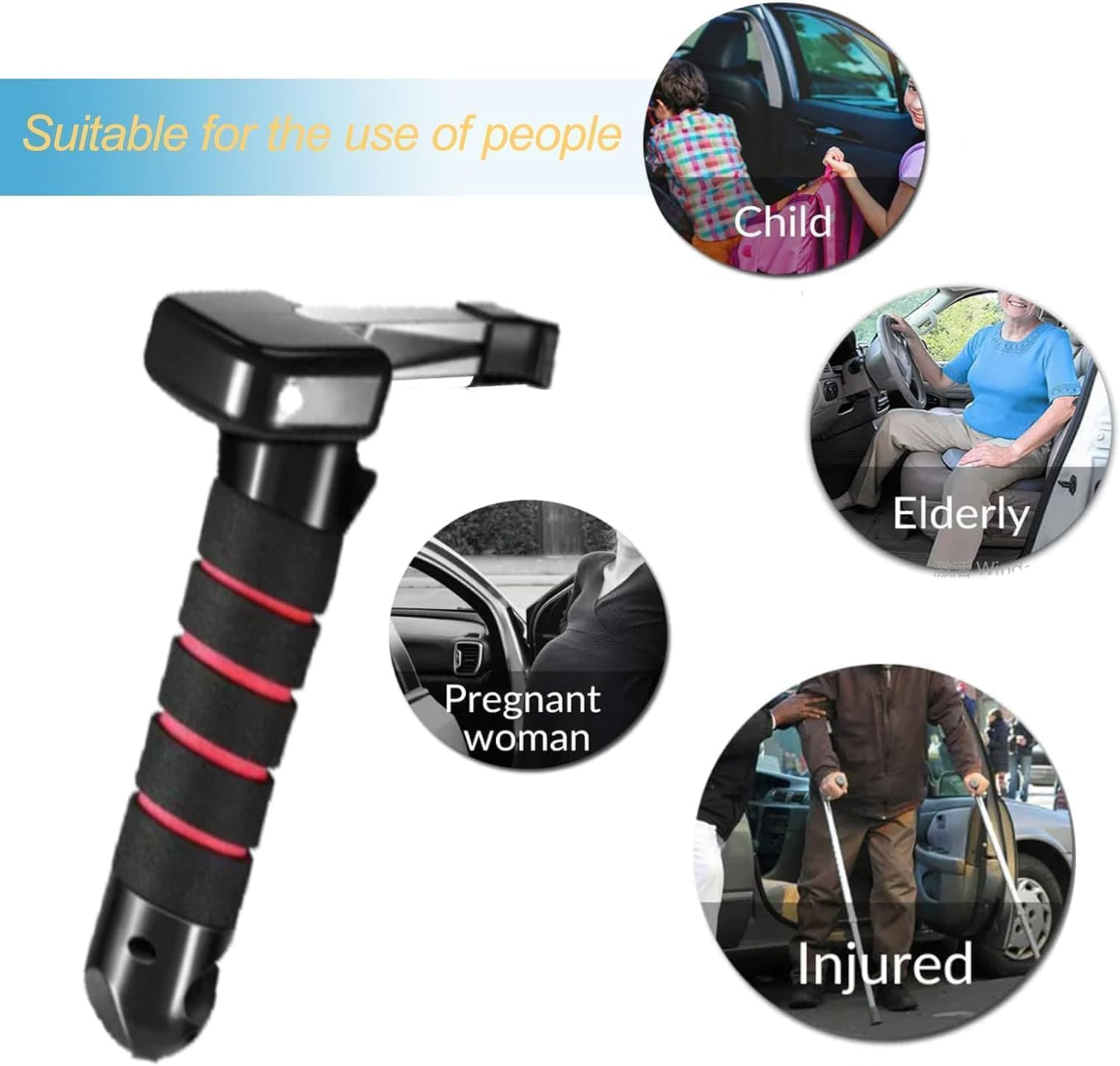BNIB-3 in 1 Vehicle Support Handles,Automotive Door Assist Handle, with Seatbelt Cutter and Window Breaker,-$10