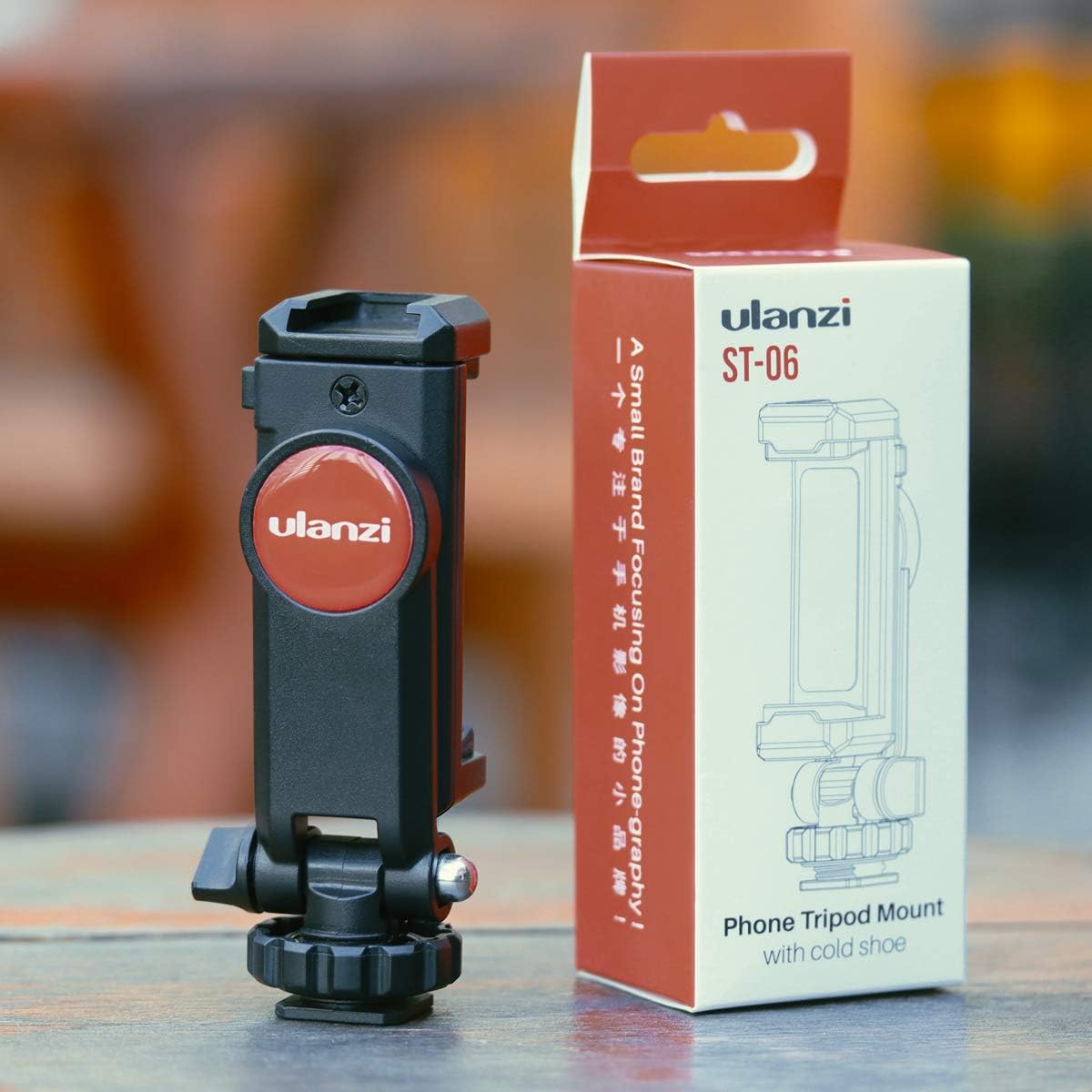 BNIB-ULANZI Universal Phone Tripod Mount with Cold Shoe Mount, Rotated Cell Phone Clamp Holder
