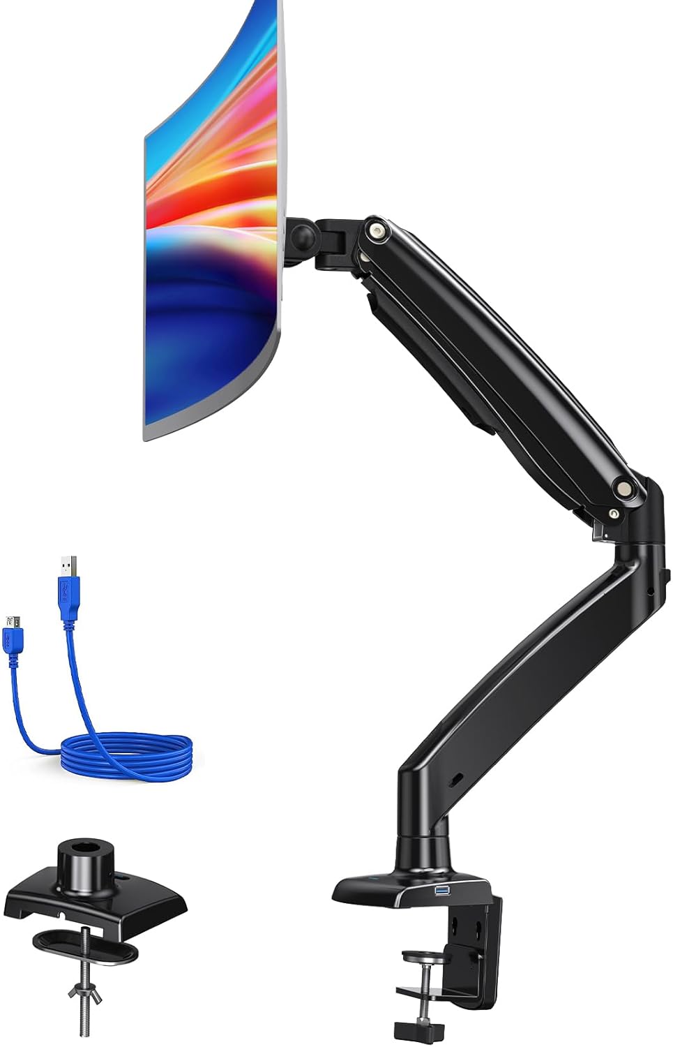 BNIB-HUANUO Single Monitor Mount Stand, Long Single Arm Design Monitor Desk Mount for 13 to 40 inch Computer