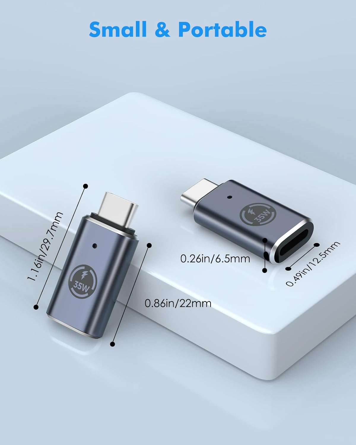 BNIB-MoKo Lightning Female to USB-C Male Adapter 2Pack, 35W Fast Charge for iPhone 15/16, Gray,-$5