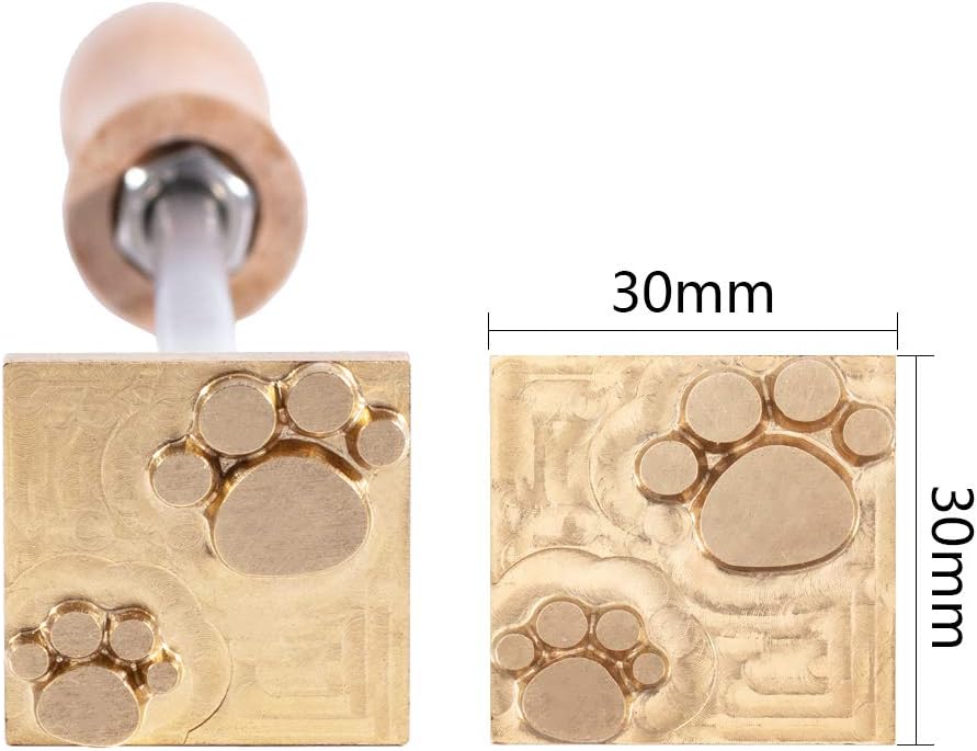 BNIB-OLYCRAFT Dog Paw Branding Iron - Rectangular Brass Head with Wooden Handle for Wood, Leather, -$15