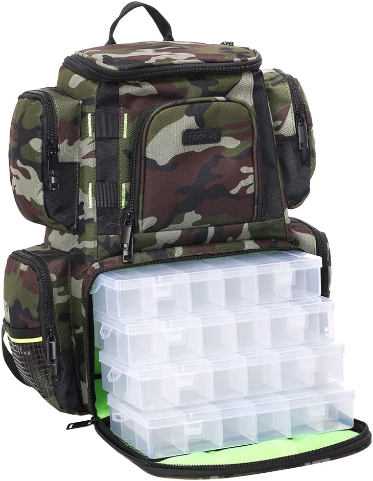 BNIB-Lixada Fishing Tackle Backpack Multifunctional Fishing Tackle Utility Bag Large Waterproof Tackle Bag Storage,