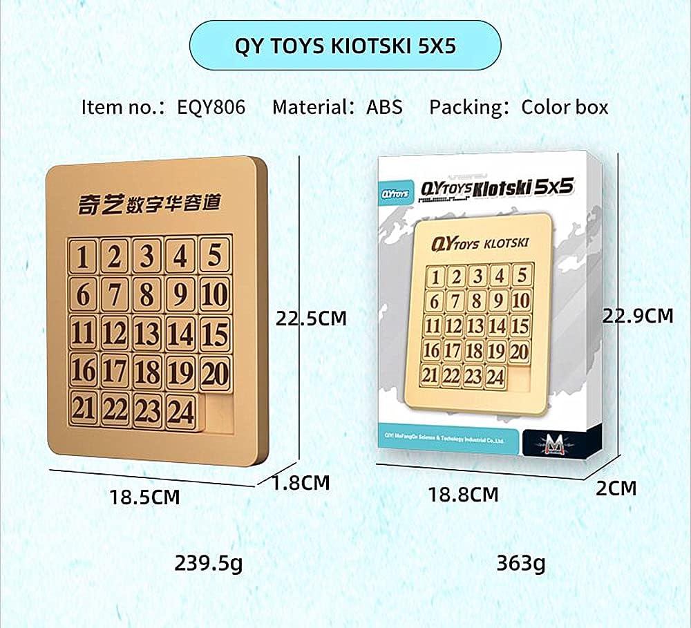 BNIB-QY Toys 5x5 Klotski Puzzle Magnetic Sliding Number Puzzle ABS Brain Teasers Toy (24-Digit Version),-$5