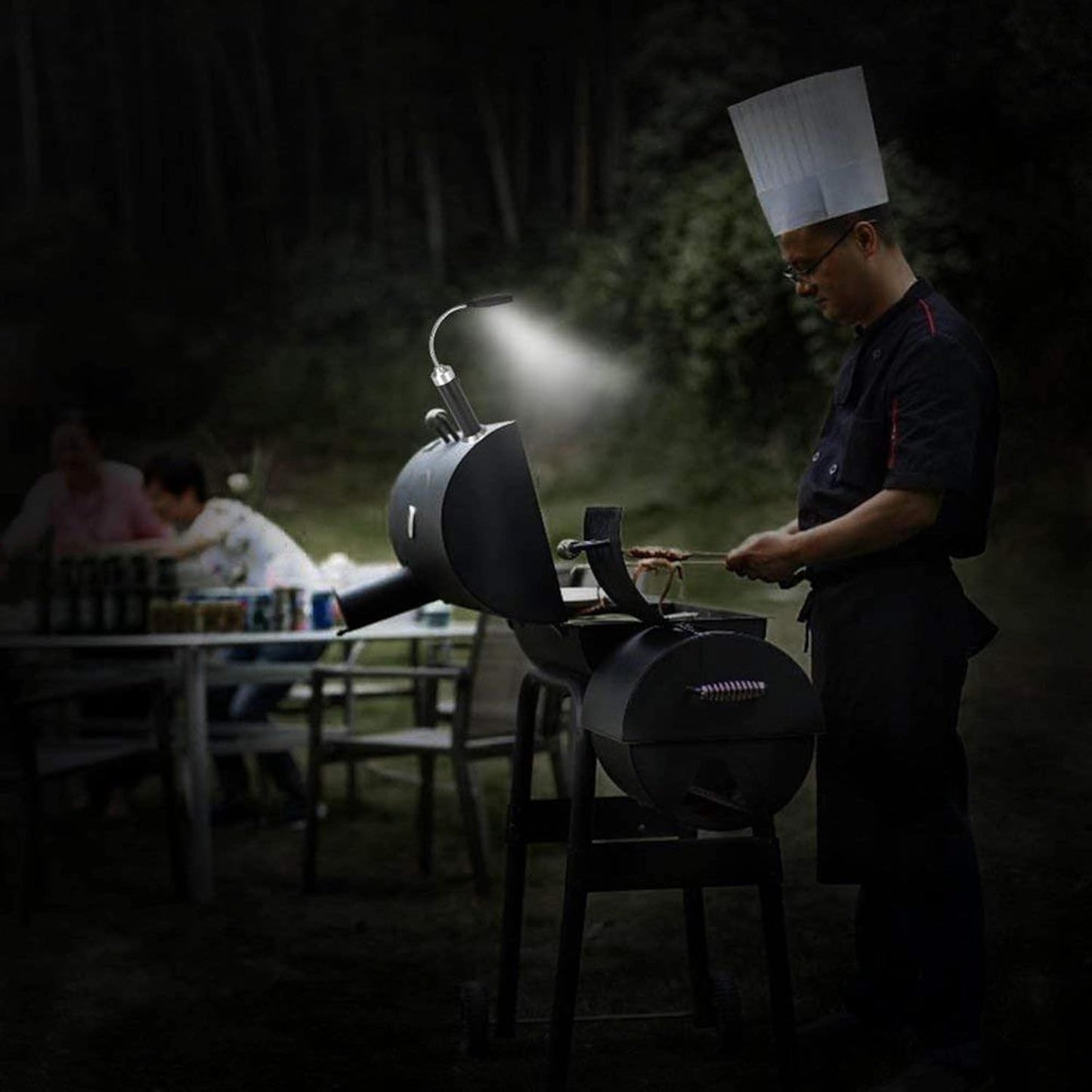 BNIB-Outset 66620 Rotating Grill Light, 15-LED Waterproof BBQ Grill Light,Silver