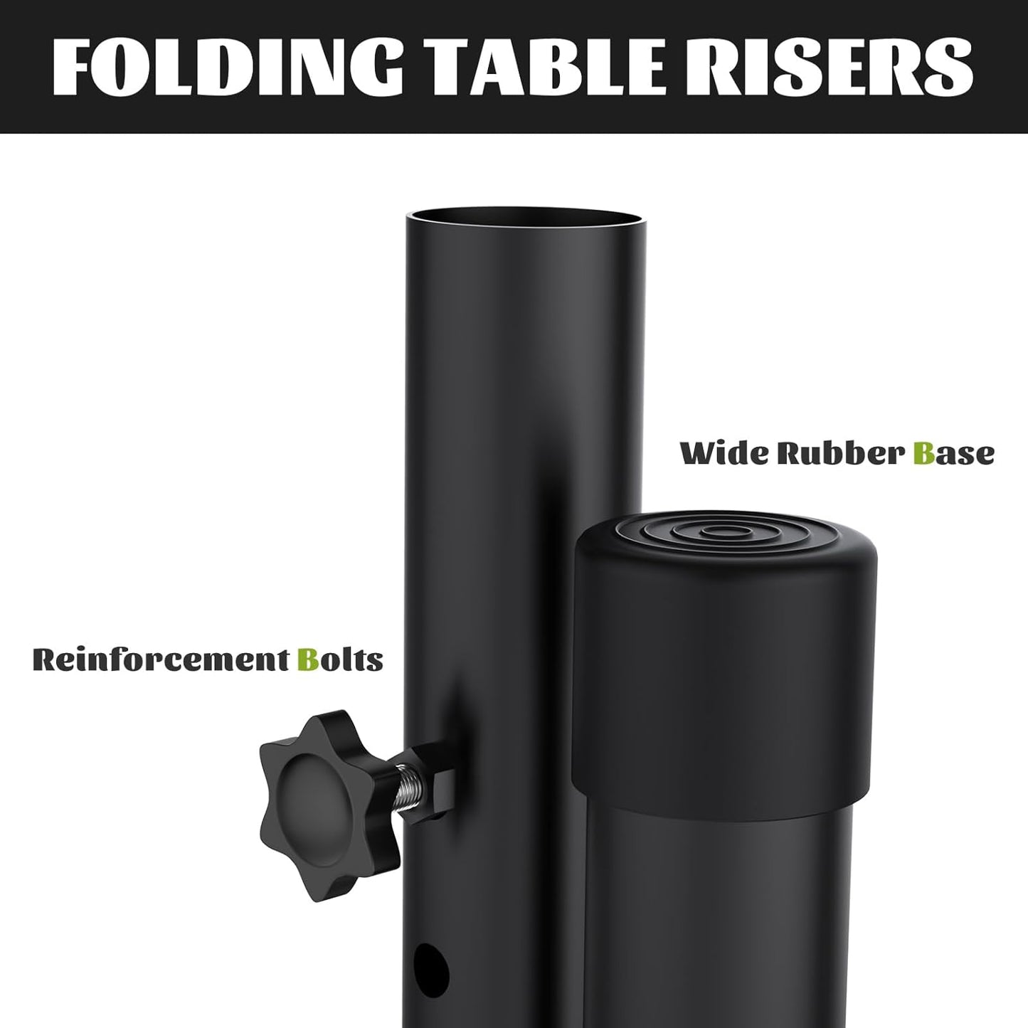 BNIB-Table Leg Extensions for Straight/Bent Folding Tables, Metal Extenders, Reduces Stooped Work, (4 Pack)