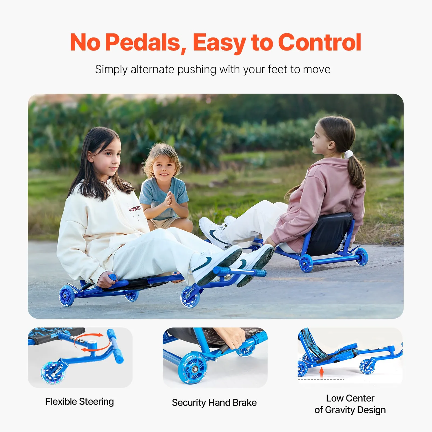 Used Assemble VEVOR Ride on Scooter, Load Capacity of 198 lbs, Swing Side-to-Side , -$20