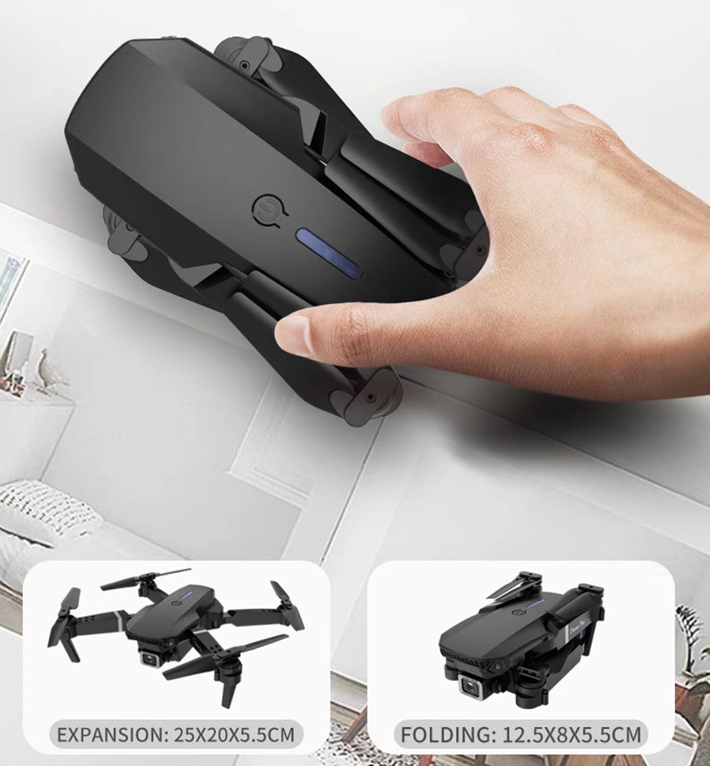 BNIB-E99 Foldable Drone with 1080P HD Camera, RC Quadcopter with 2 Batteries, Altitude Hold