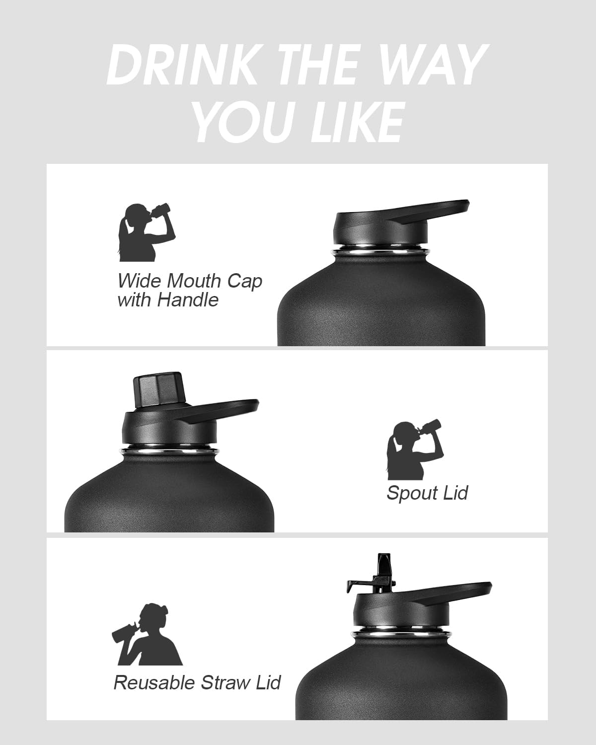 BNIB-Coolflask 128 oz Water Bottle Insulated with PU Leather Sleeve, Gallon Water Bottle Color Contrast,