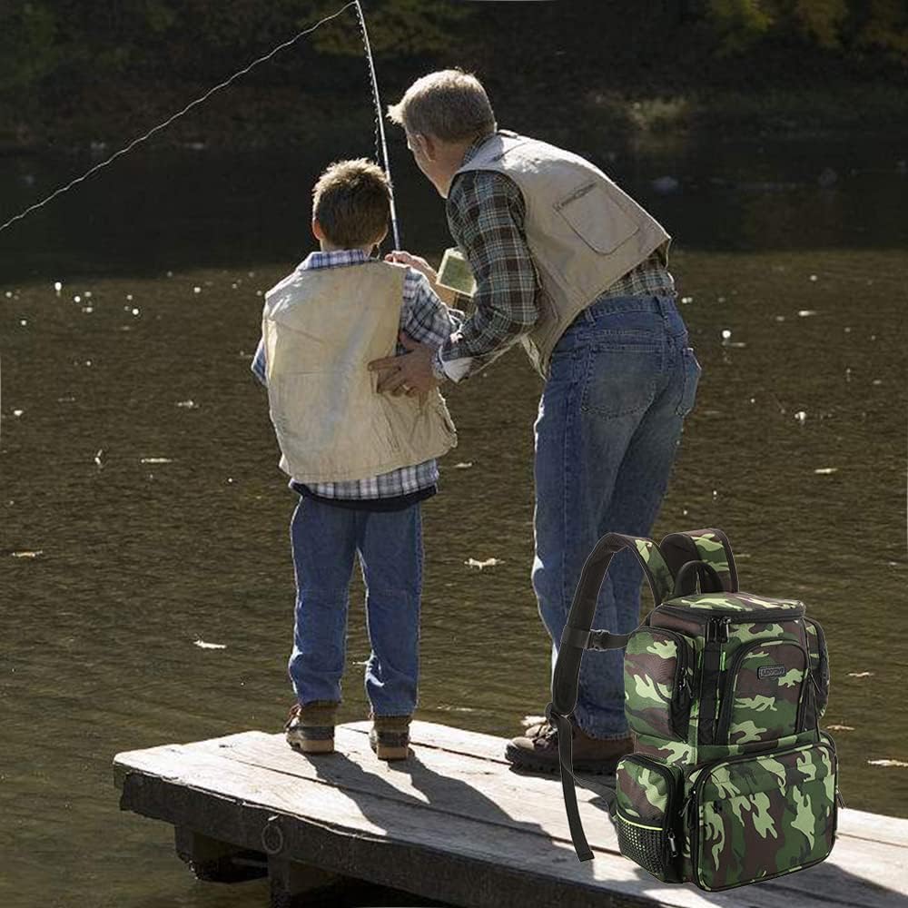 BNIB-Lixada Fishing Tackle Backpack Multifunctional Fishing Tackle Utility Bag Large Waterproof Tackle Bag Storage,