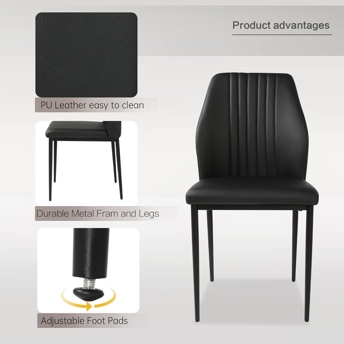 BNIB-Dining Chairs Set of 2, PU Faux Leather Upholstered Mid-Century Modern Dining Room Chairs, -$140