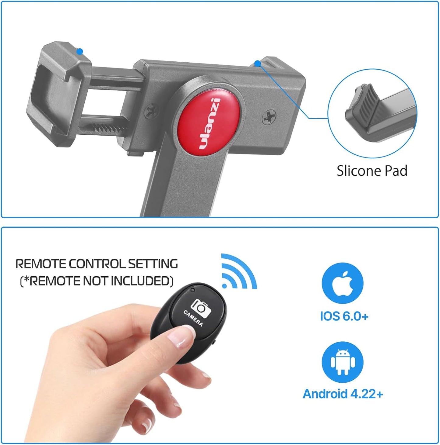 BNIB-ULANZI Universal Phone Tripod Mount with Cold Shoe Mount, Rotated Cell Phone Clamp Holder
