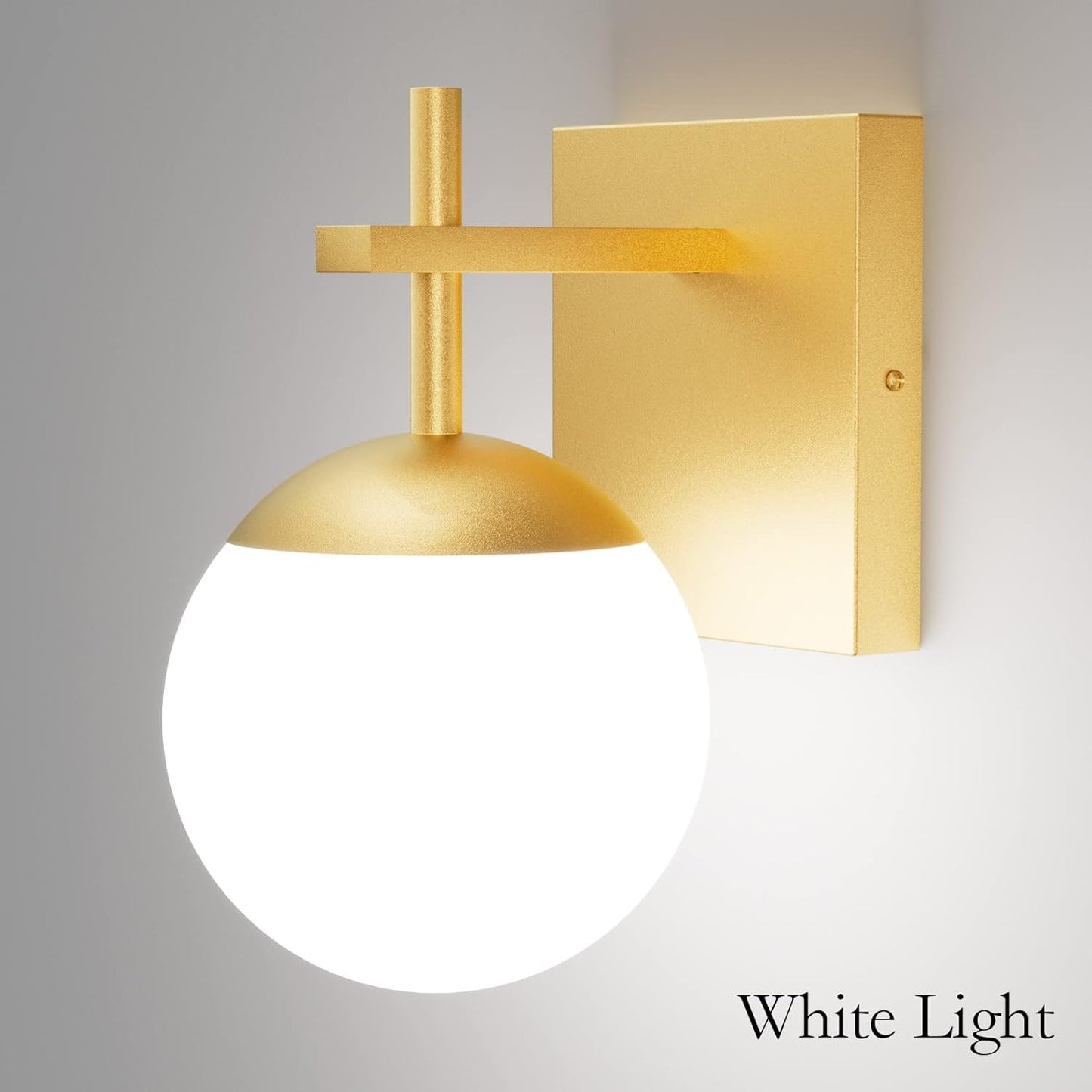 Wall Sconce, Mid Century Modern Gold Wall Light Fixtures Milky Glass Indoor (Exclude Bulb),-$25