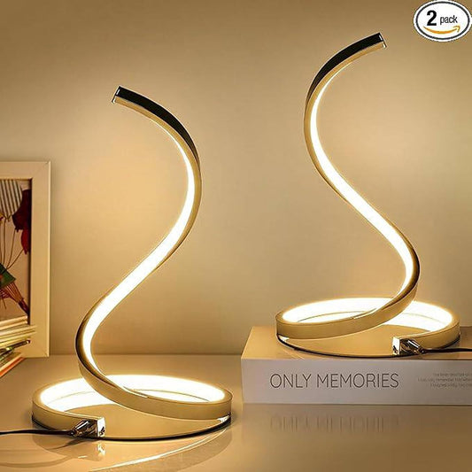 BNIB-Table Lamp, Modern Spiral Bedside Lamps, 2 Packs12W Stepless Dimmable LED Touch Lamp