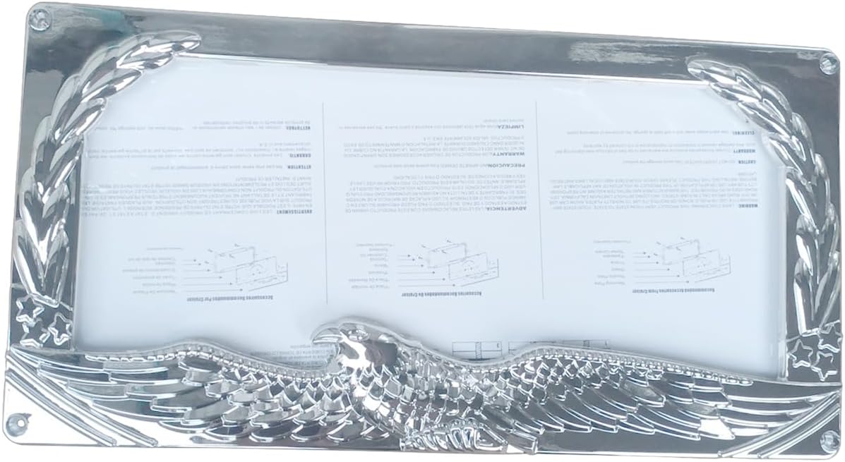 BNIB-NINTE 3D American Bald Eagle License Plate Frame Universal ABS Chrome-2 Holes W/O Cap Silver,-$5