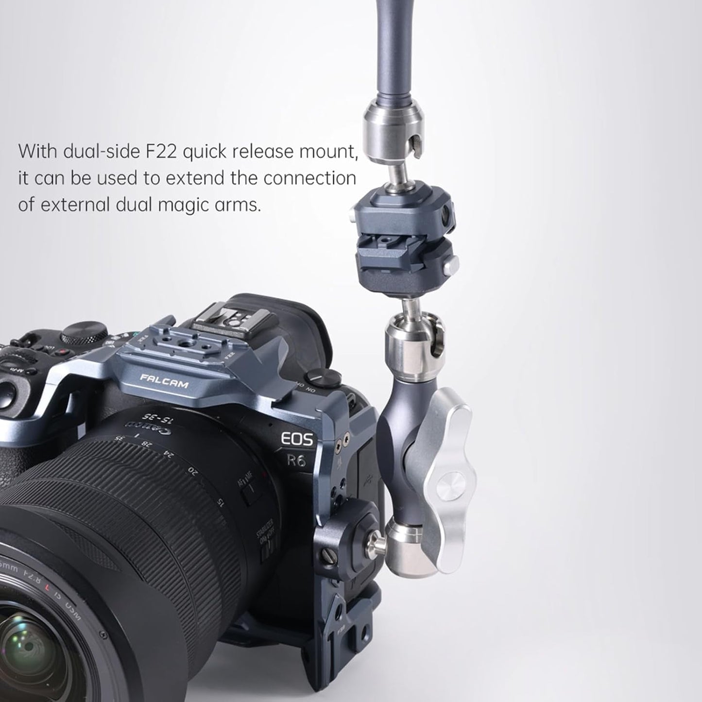 BNIB-FALCAM F22 Cold Shoe Three Position Dual-Head Quick Release Plate with Dual-Side F22 Quick Release Mount