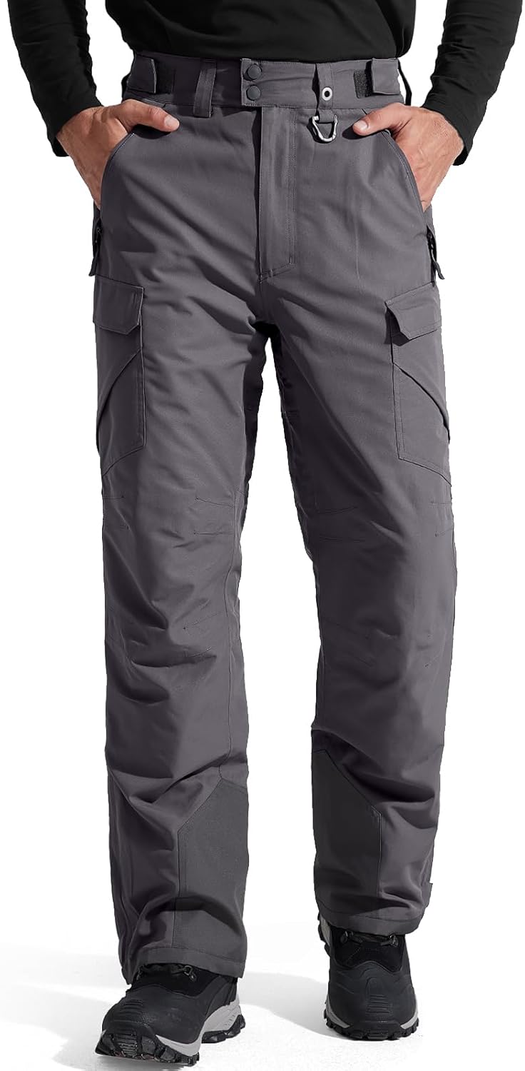 BNIB-FREE SOLDIER Men's Waterproof Snow Insulated Pants Winter Skiing Snowboarding Pants (‎Gray)