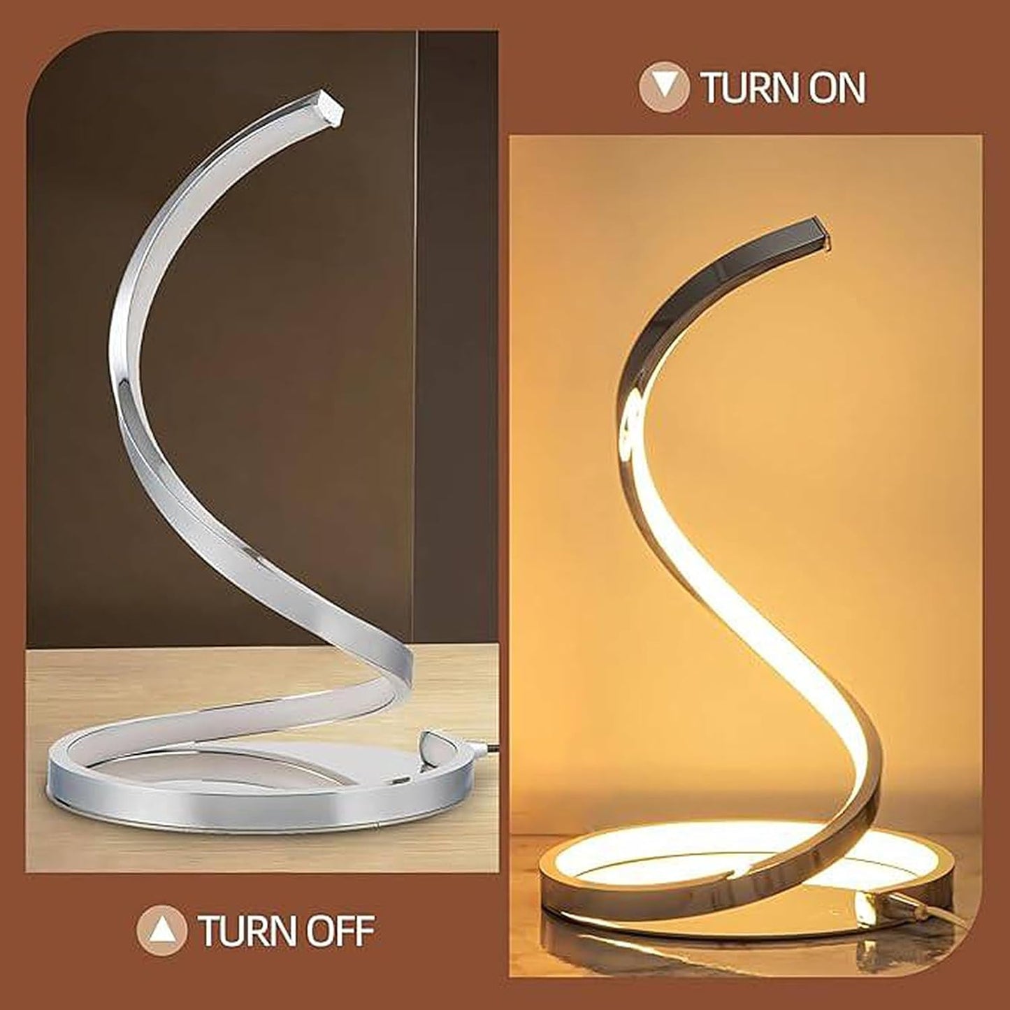 BNIB-Table Lamp, Modern Spiral Bedside Lamps, 2 Packs12W Stepless Dimmable LED Touch Lamp,-$15