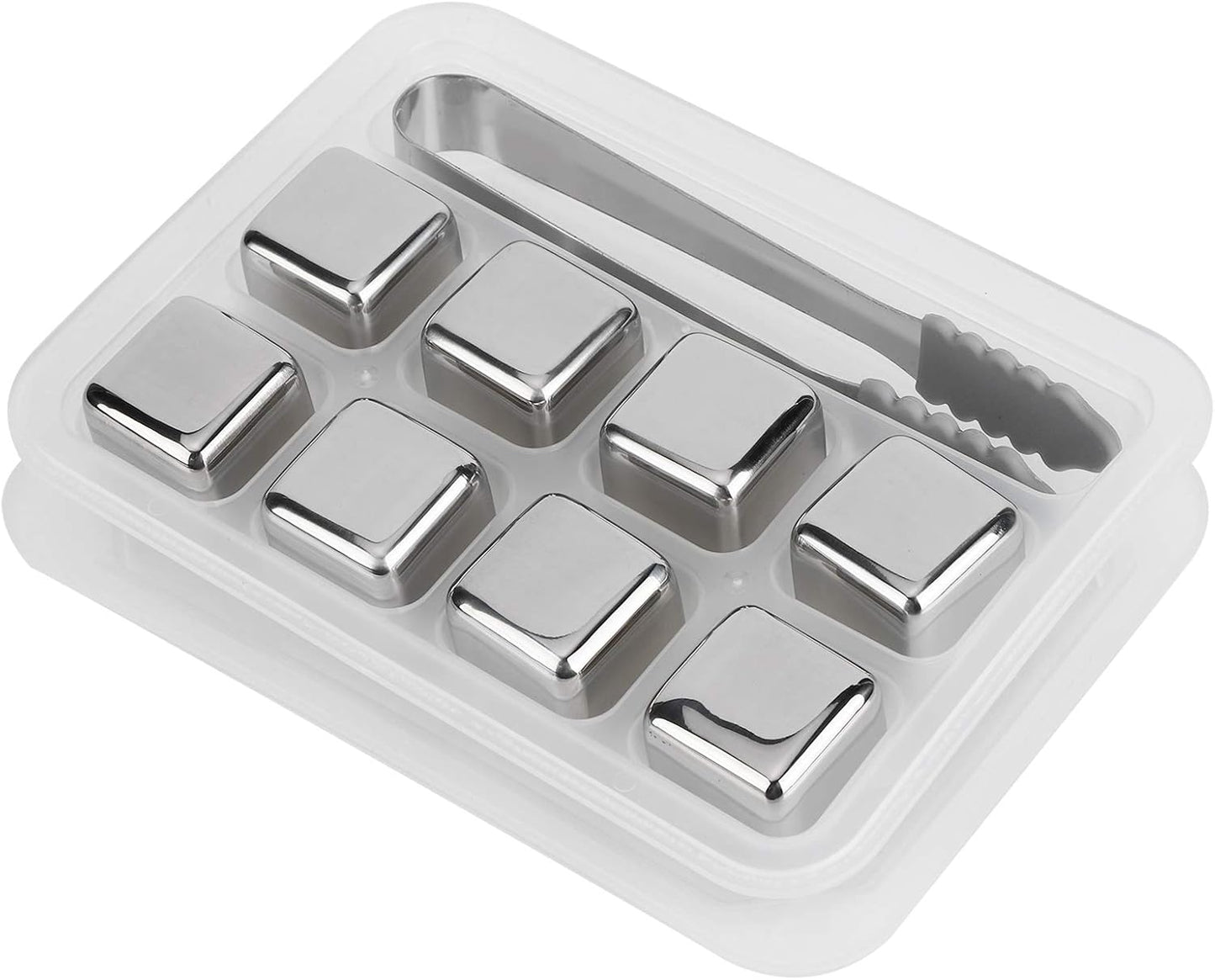 BNIB-304 Stainless Steel Whiskey Wine Stones Reuseble Ice Cubes Ball with Box ,Tongs ($5/4 Pack )($10/8 Pack )