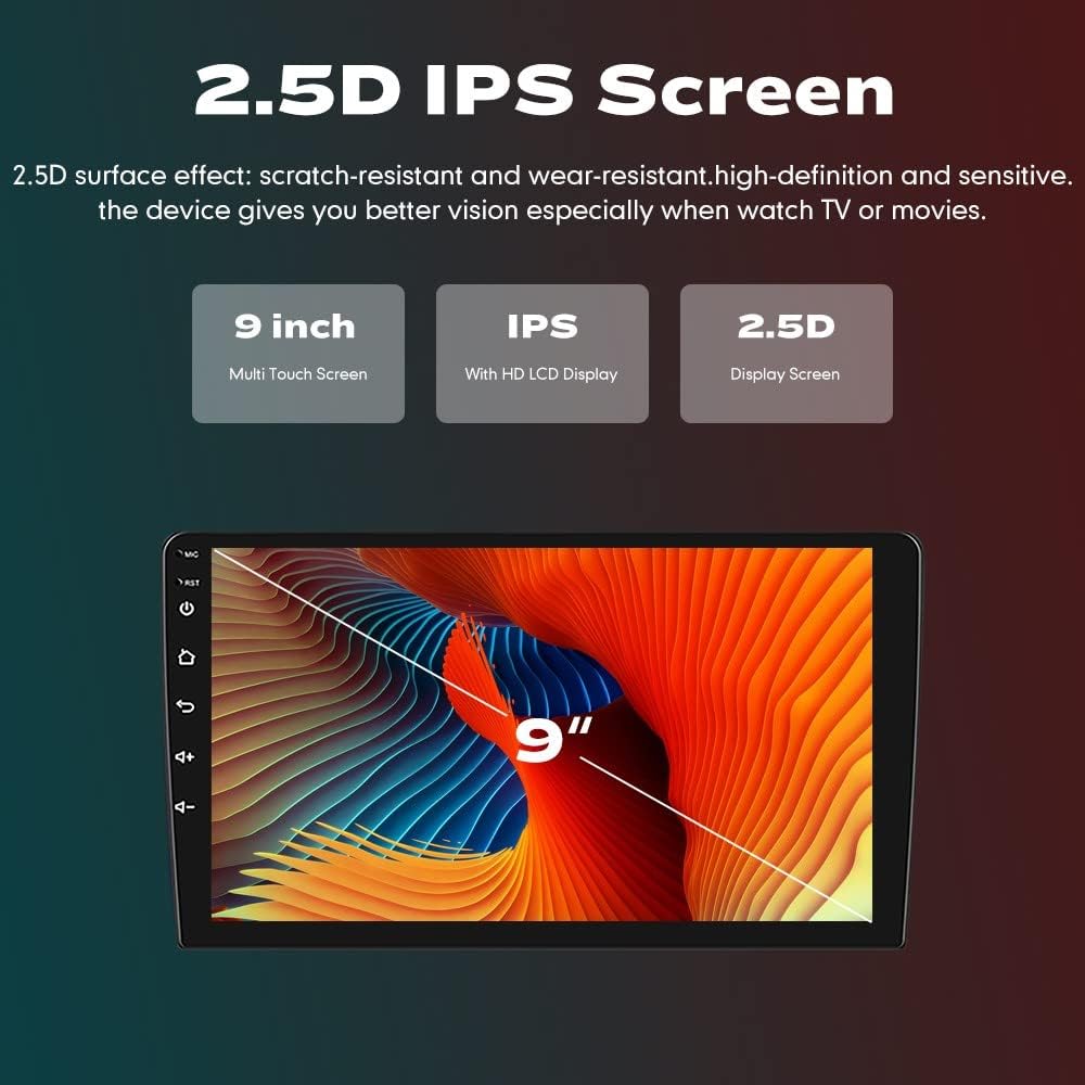 BNIB-Car Android Navigation Stereo GPS Radio Reverse Camera Display 9" IPS Touchscreen,-$150