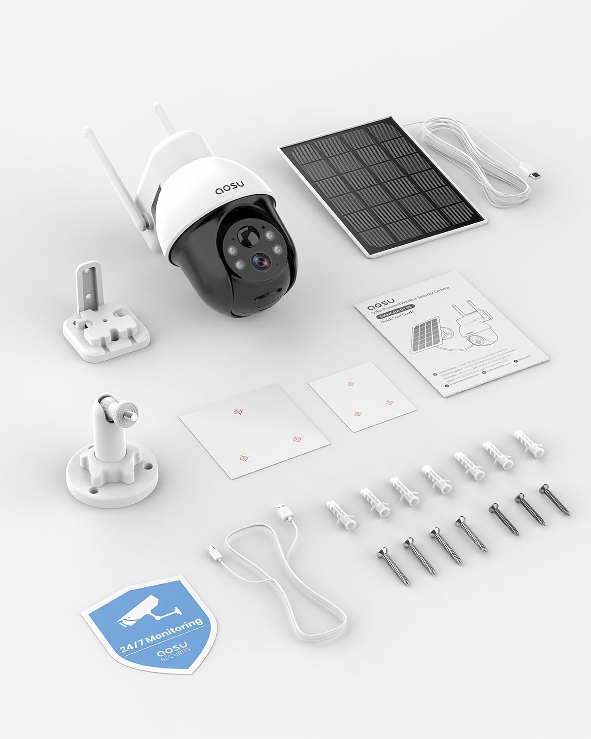 BNIB-AOSU Solar Security Camera Wireless Outdoor, 3K/5MP WiFi Camera Surveillance Exterieur