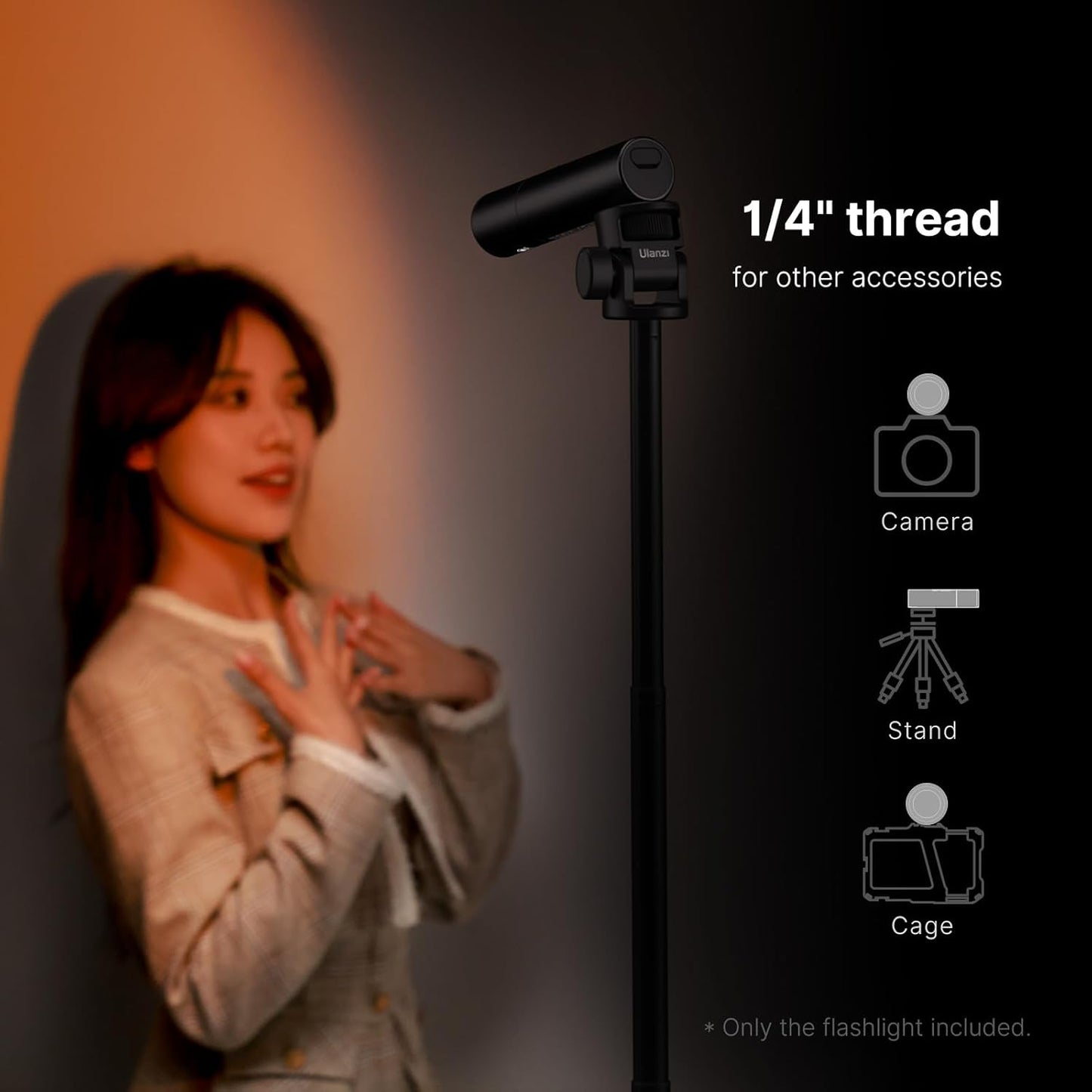 BNIB-ULANZI LM07 LED Photography Flashlight w 1/4" Thread, Handheld Videography Light Spotlight