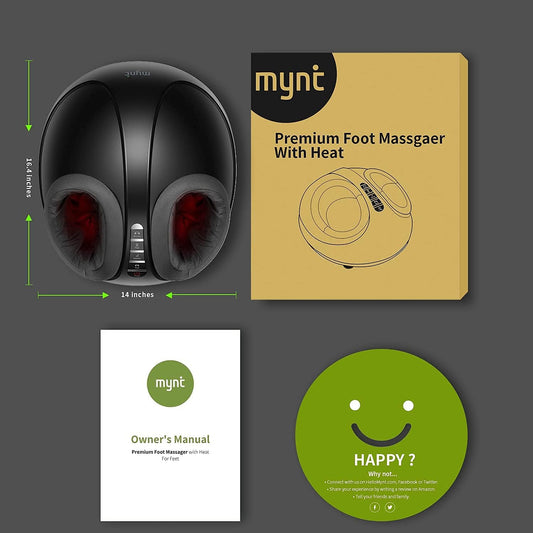 BNIB-Mynt Foot Massager Machine w/Heat and Deep-Kneading,Compression,Shiatsu,Fits up to Men Size 13