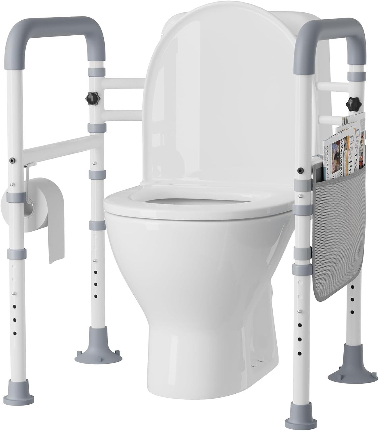 BNIB-Mr IRONSTONE Toilet Safety Rails, Adjustable Toilet Seat Riser,with Handles (300LB)