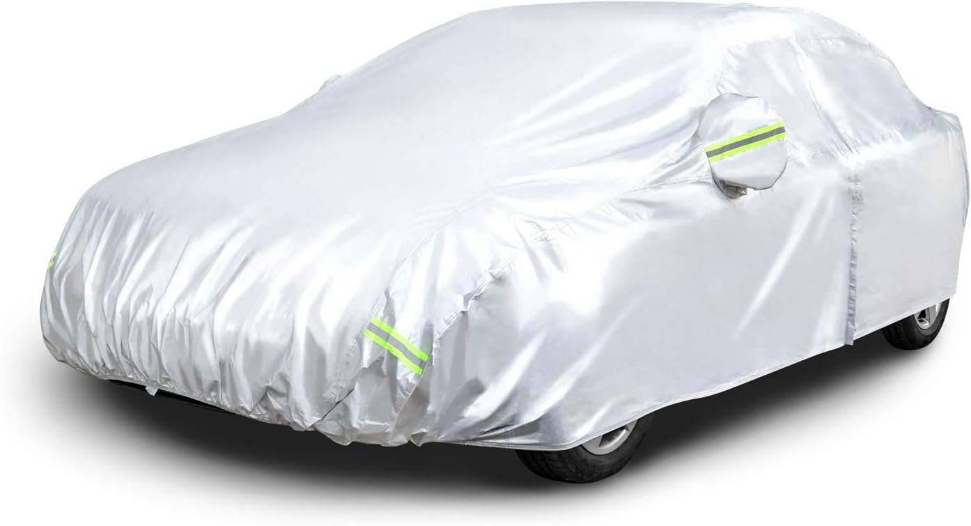 BNIB-Amazon Basics Silver Weatherproof Car Cover - 150D Oxford, Sedans up to 170"