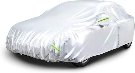 BNIB-Amazon Basics Silver Weatherproof Car Cover - 150D Oxford, Sedans up to 170"