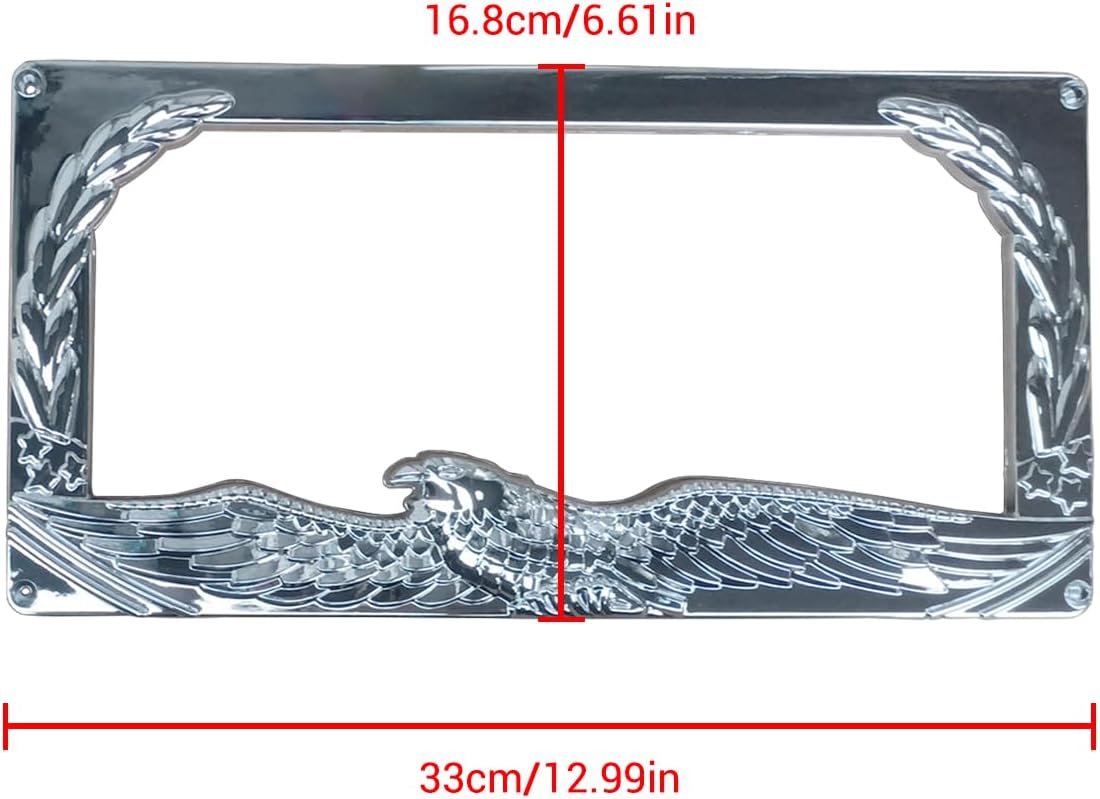 BNIB-NINTE 3D American Bald Eagle License Plate Frame Universal ABS Chrome-2 Holes W/O Cap Silver,-$5