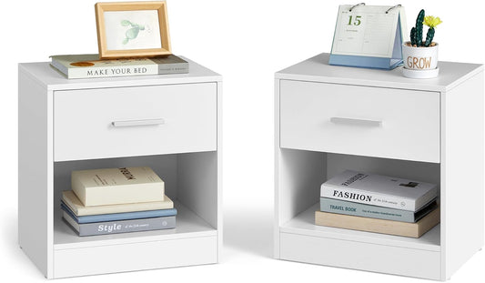 Brand New Assemble Nightstands, Set of 2, Side Tables with Drawer and Shelf, Bedside Tables, ,-$80