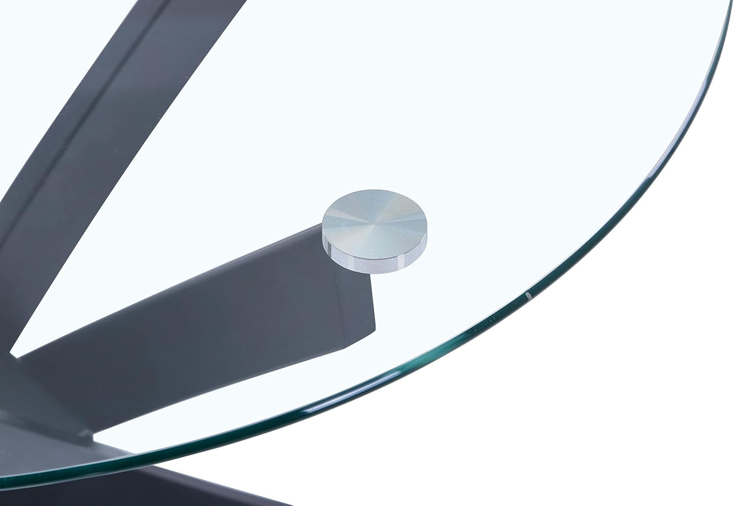 BNIB-GOLDFAN Glass Dining Table, 35.5 inches Round Modern Kitchen Table Home Furniture with Black Metal Legs