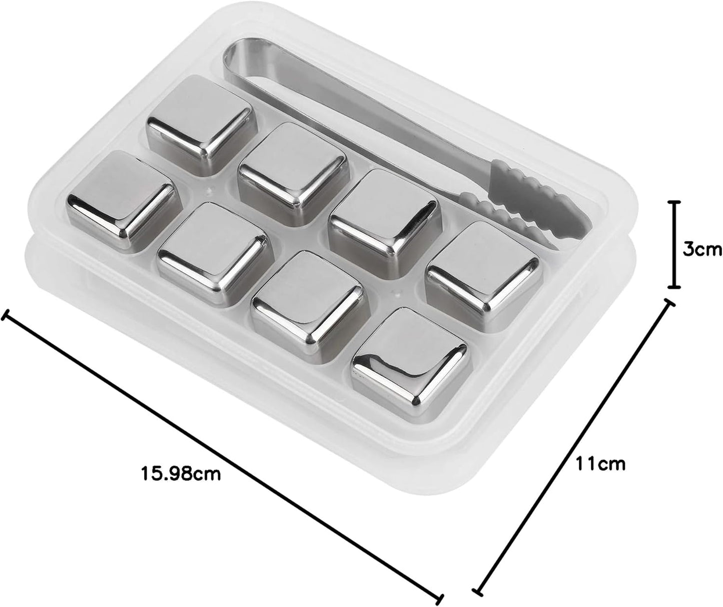 BNIB-304 Stainless Steel Whiskey Wine Stones Reuseble Ice Cubes Ball with Box ,Tongs ($5/4 Pack )($10/8 Pack )