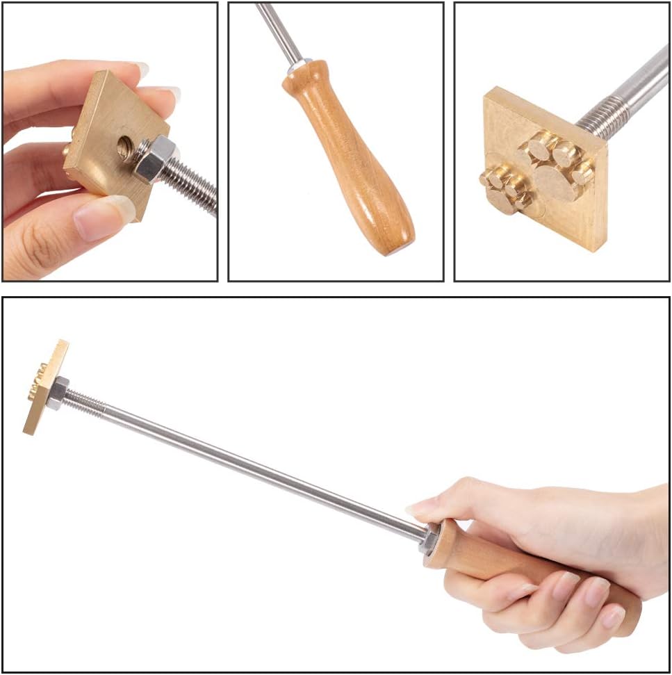 BNIB-OLYCRAFT Dog Paw Branding Iron - Rectangular Brass Head with Wooden Handle for Wood, Leather, -$15